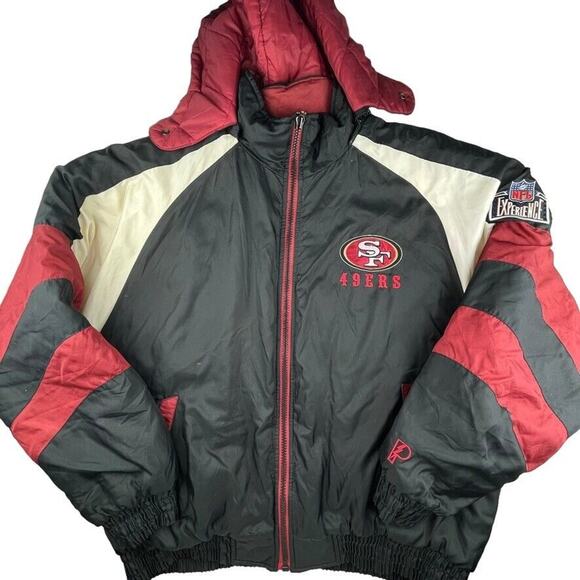 Vintage 90s San Francisco 49ers Pro Player puffer jacket full zip hooded XXL